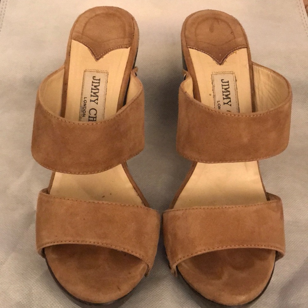 Jimmy Choo Suede and Wood Sandals